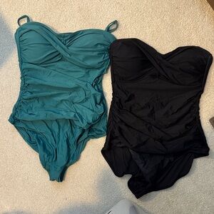 Anne Cole One Piece Swimsuits - Teal and Black